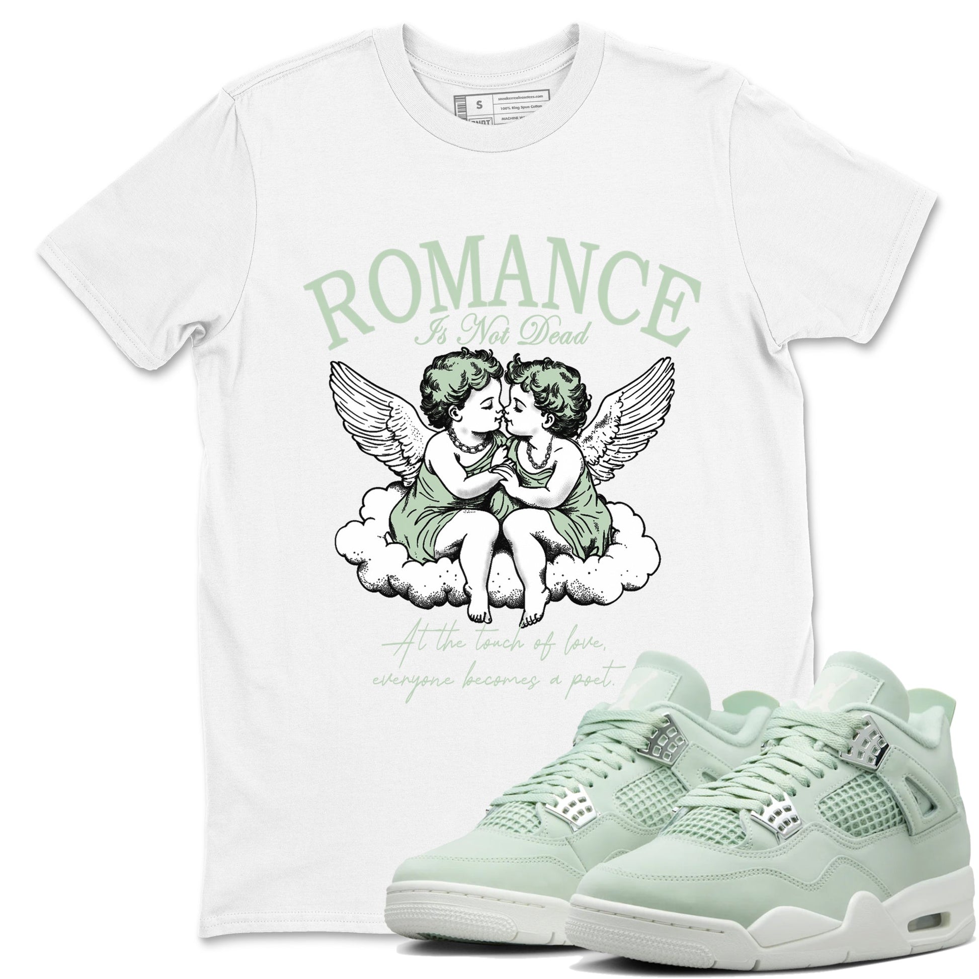4s Abundance shirts to match jordans Romance Is Not Dead sneaker match tees Air Jordan 4 Seafoam match shoes to clothes SNRT Sneaker Tees unisex cotton White 1 shirts
