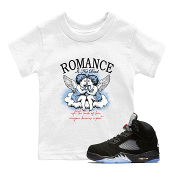 5s Black Metallic Reimagined shirts to match jordans Romance Is Not Dead best t shirts to wear with jordans AJ5 Retro OG Reimagined match shoes to clothes SNRT Sneaker Tees Youth Baby White 1 tee