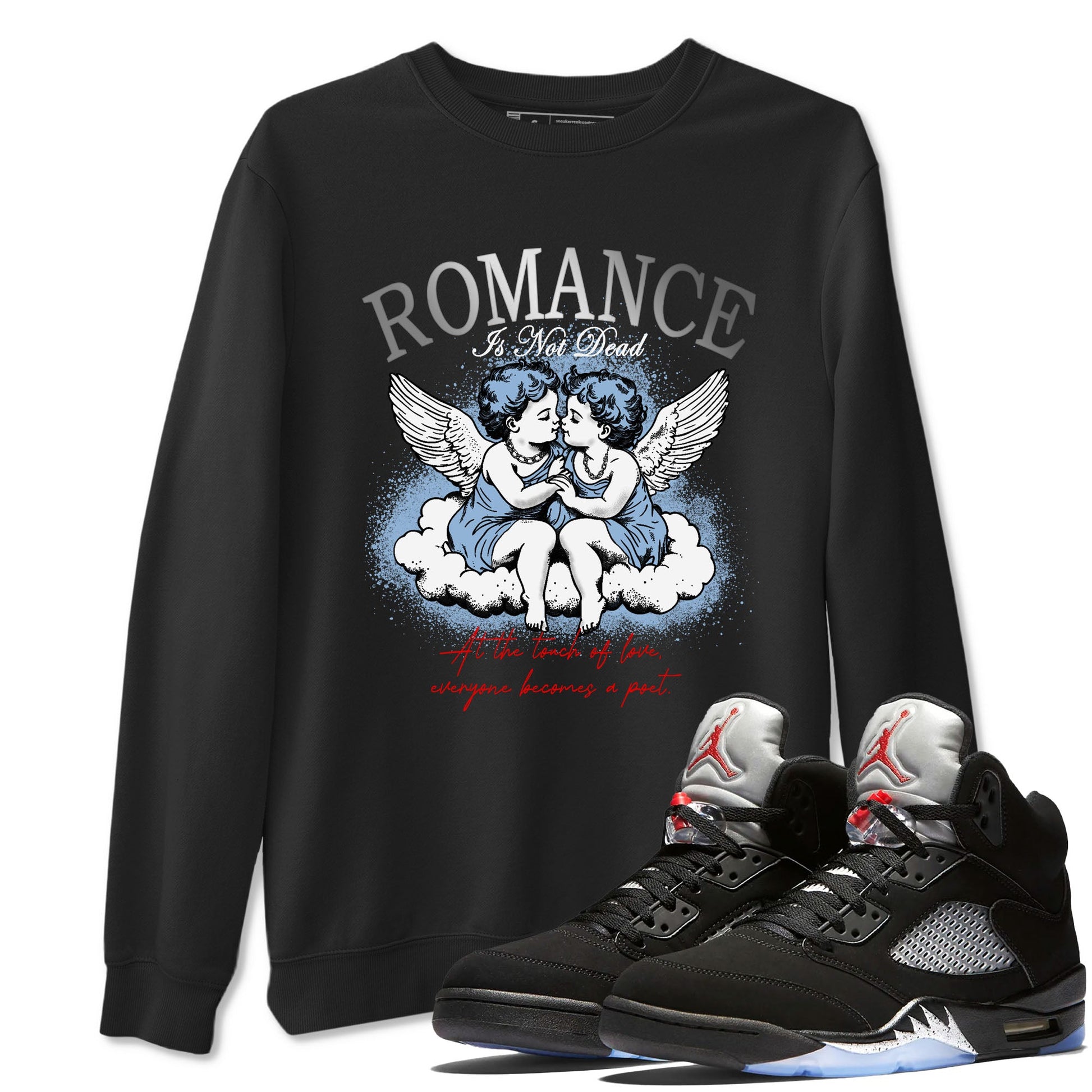 5s Black Metallic Reimagined shirts to match jordans Romance Is Not Dead best t shirts to wear with jordans AJ5 Retro OG Reimagined match shoes to clothes SNRT Sneaker Tees unisex cotton Black 1 shirts