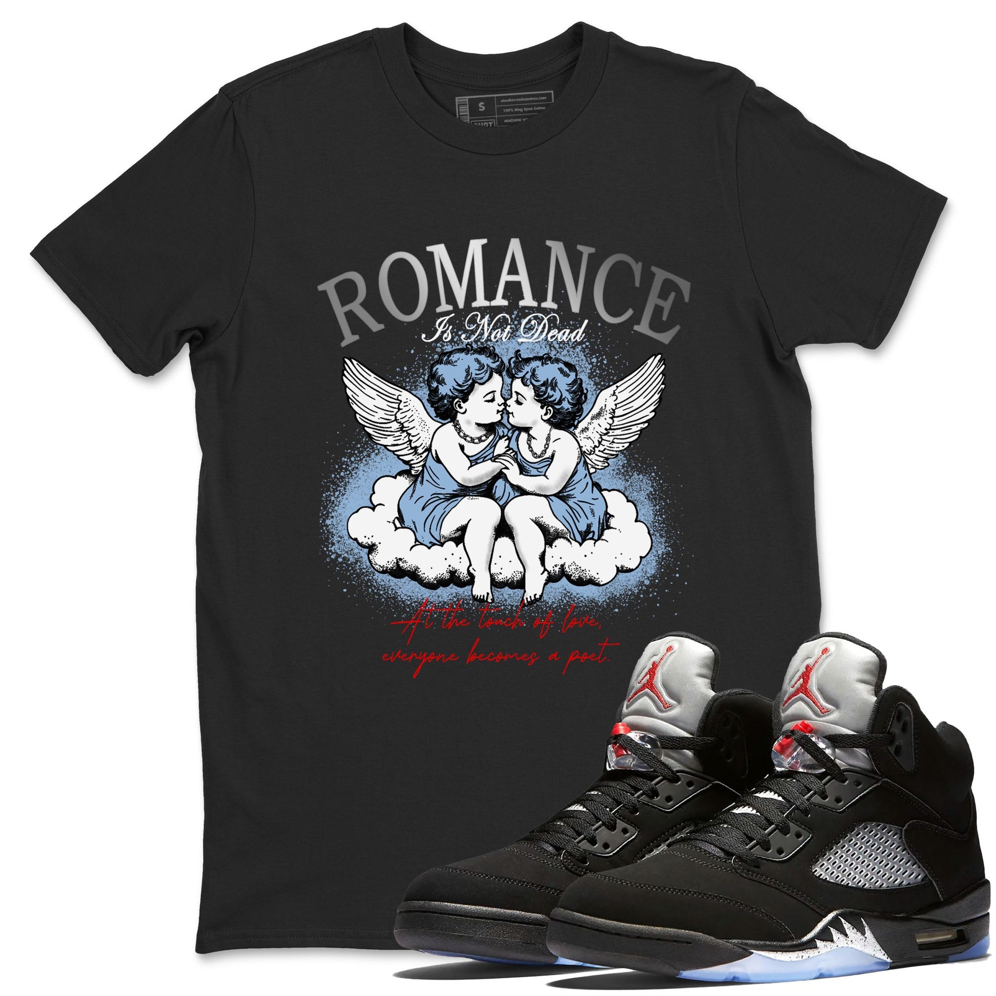 5s Black Metallic Reimagined shirts to match jordans Romance Is Not Dead best t shirts to wear with jordans AJ5 Retro OG Reimagined match shoes to clothes SNRT Sneaker Tees unisex cotton Black 1 shirts