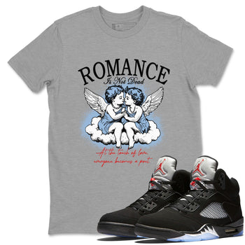 5s Black Metallic Reimagined shirts to match jordans Romance Is Not Dead best t shirts to wear with jordans AJ5 Retro OG Reimagined match shoes to clothes SNRT Sneaker Tees unisex cotton Heather Grey 1 shirts