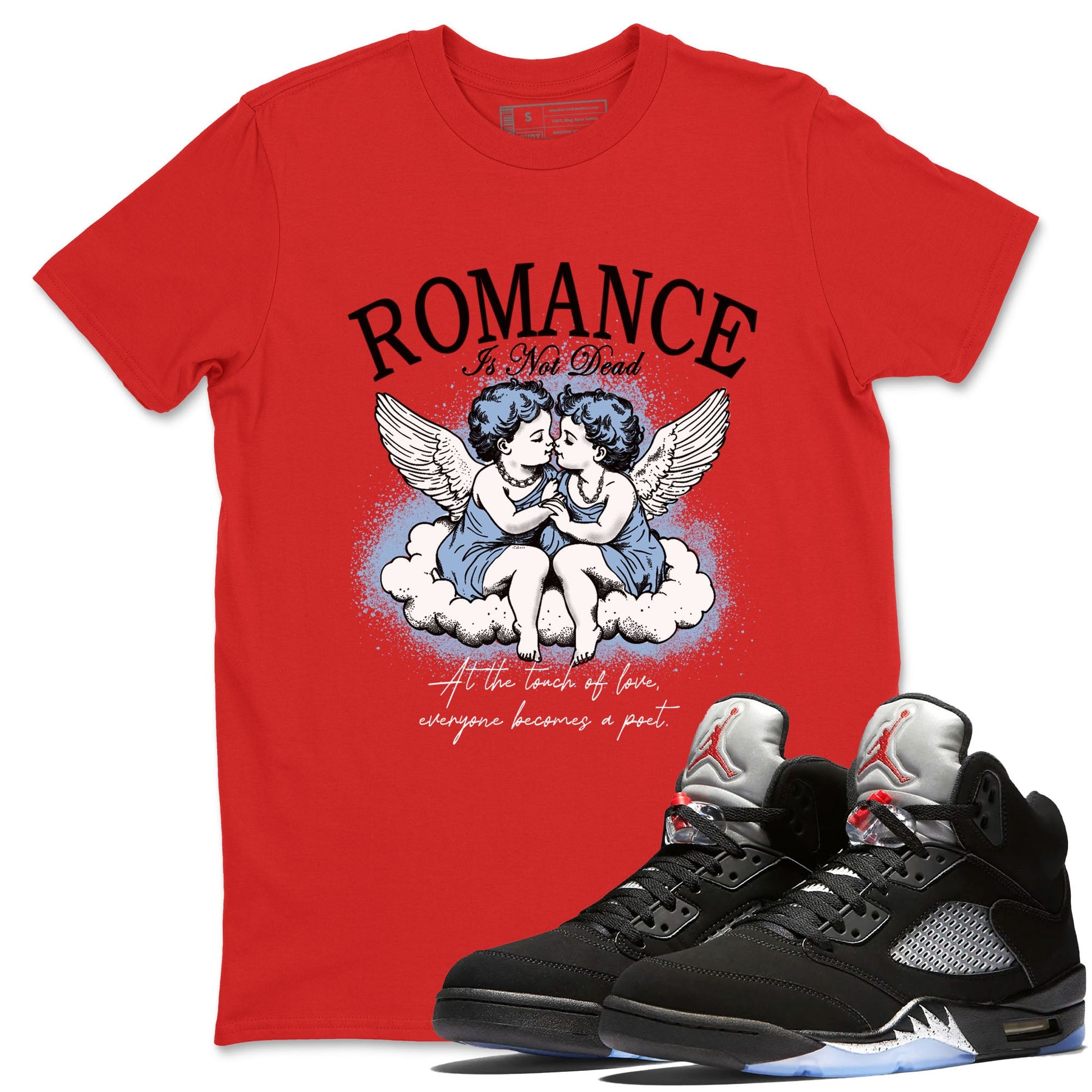 5s Black Metallic Reimagined shirts to match jordans Romance Is Not Dead best t shirts to wear with jordans AJ5 Retro OG Reimagined match shoes to clothes SNRT Sneaker Tees unisex cotton Red 1 shirts
