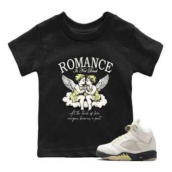 Sneaker match tees – Sneaker Tees To Match Air Jordan 5 Luminous Green Shoes – Romance Is Not Dead Kids T-Shirt Black 1