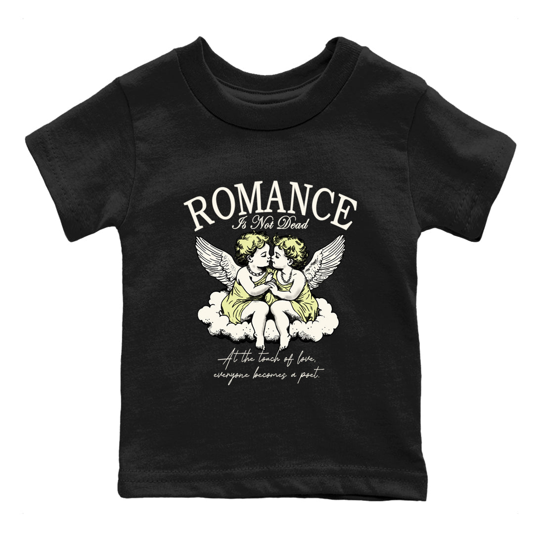 Sneaker match tees – Sneaker Tees To Match Air Jordan 5 Luminous Green Shoes – Romance Is Not Dead Kids T-Shirt Black 2