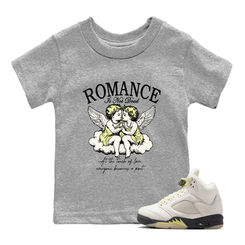 Sneaker match tees – Sneaker Tees To Match Air Jordan 5 Luminous Green Shoes – Romance Is Not Dead Kids T-Shirt Heather Grey 1