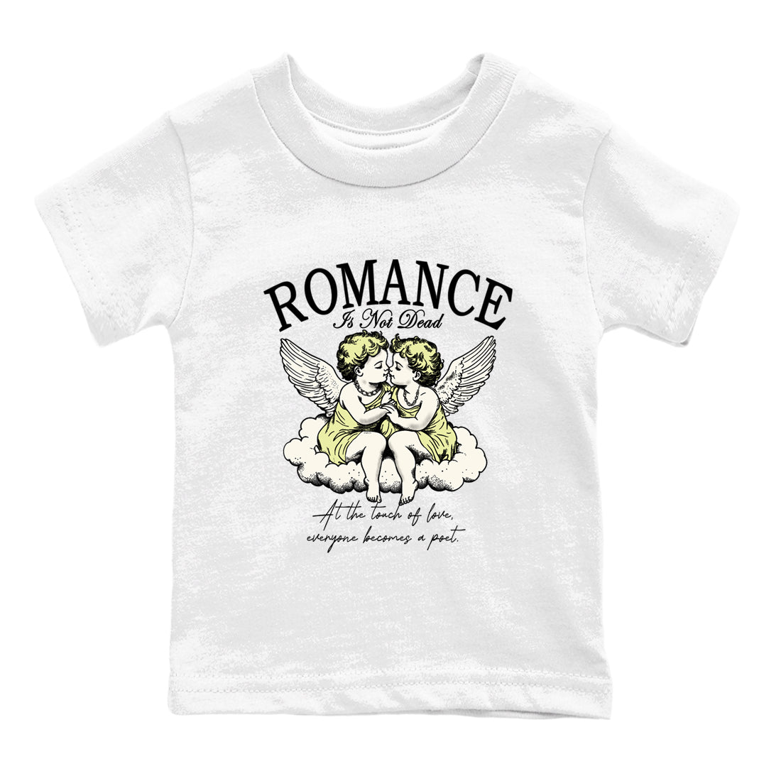 Sneaker match tees – Sneaker Tees To Match Air Jordan 5 Luminous Green Shoes – Romance Is Not Dead Kids T-Shirt White 2
