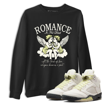 Sneaker match tees – Sneaker Tees To Match Air Jordan 5 Luminous Green Shoes – Romance Is Not Dead Tee Black 1