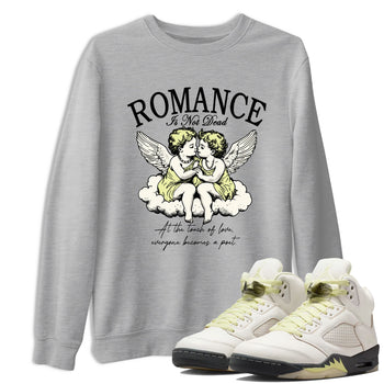 Sneaker match tees – Sneaker Tees To Match Air Jordan 5 Luminous Green Shoes – Romance Is Not Dead Tee Heather Grey 1
