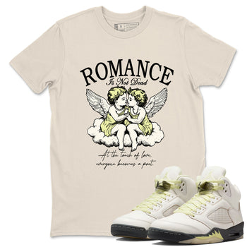 Sneaker match tees – Sneaker Tees To Match Air Jordan 5 Luminous Green Shoes – Romance Is Not Dead Tee Natural 1