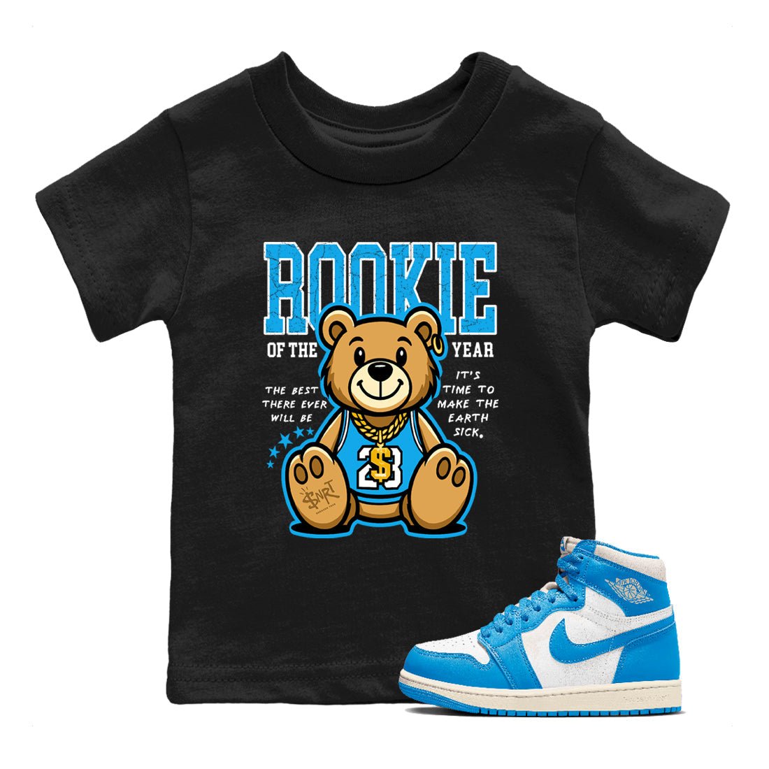 Air Jordan 1 UNC Reimagined best t-shirt for sneakerheads family Rookie Of The Year sneaker match tees 1s High OG UNC Reimagined graphic sneaker matching shirts SNRT Sneaker Tees Youth Baby Black 1 tee
