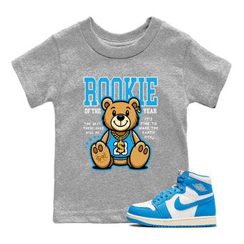 Air Jordan 1 UNC Reimagined best t-shirt for sneakerheads family Rookie Of The Year sneaker match tees 1s High OG UNC Reimagined graphic sneaker matching shirts SNRT Sneaker Tees Youth Baby Heather Grey 1 tee