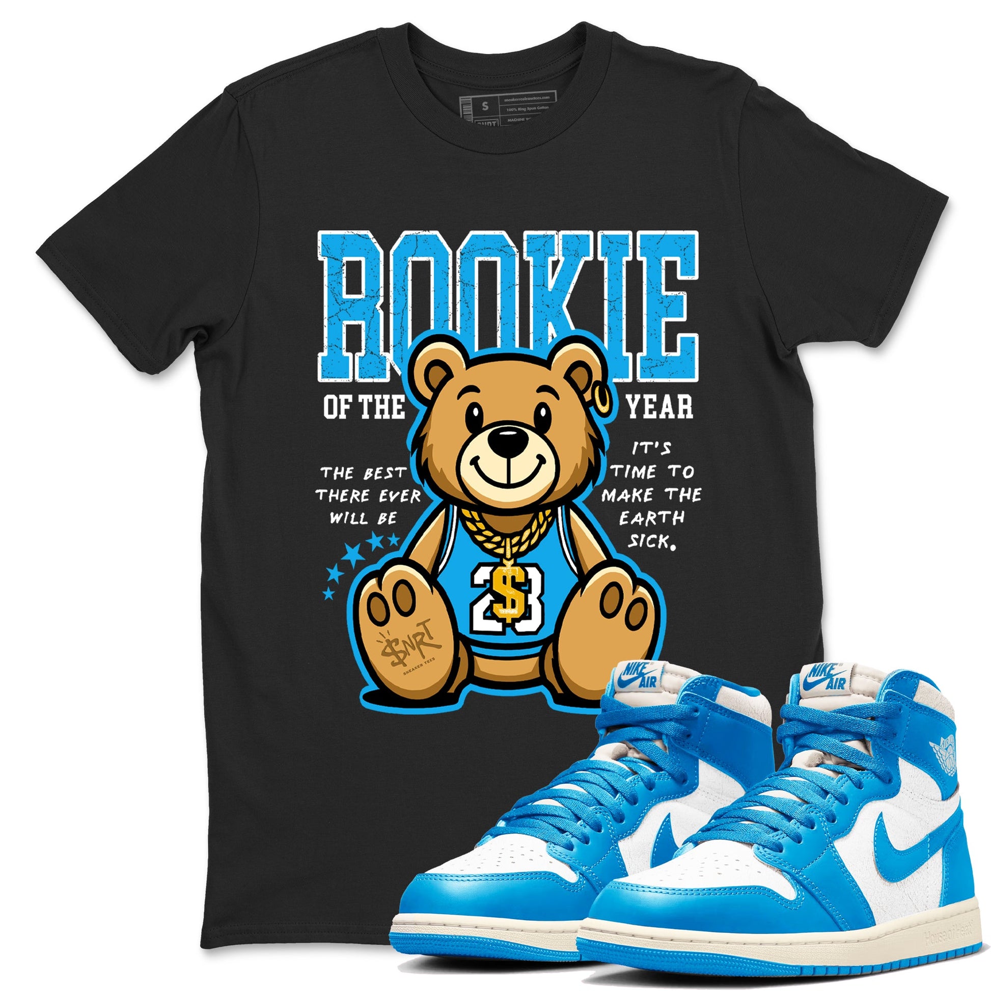 Air Jordan 1 UNC Reimagined best t-shirt for sneakerheads family Rookie Of The Year sneaker match tees 1s High OG UNC Reimagined graphic sneaker matching shirts SNRT Sneaker Tees unisex cotton Black 1 shirts