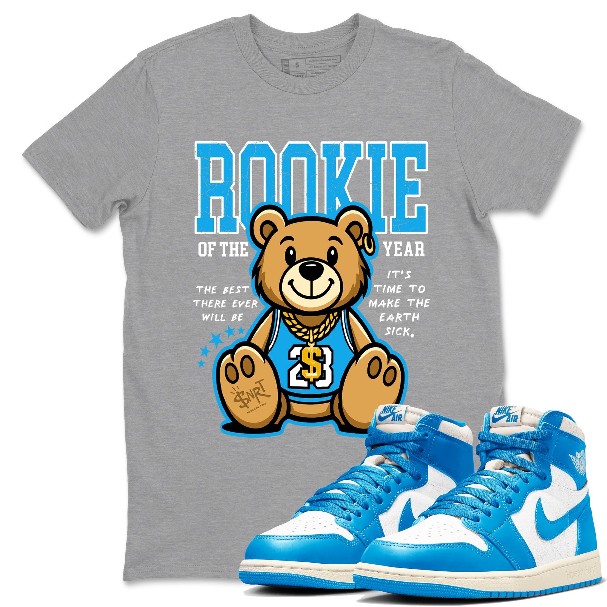 Air Jordan 1 UNC Reimagined best t-shirt for sneakerheads family Rookie Of The Year sneaker match tees 1s High OG UNC Reimagined graphic sneaker matching shirts SNRT Sneaker Tees unisex cotton Heather Grey 1 shirts