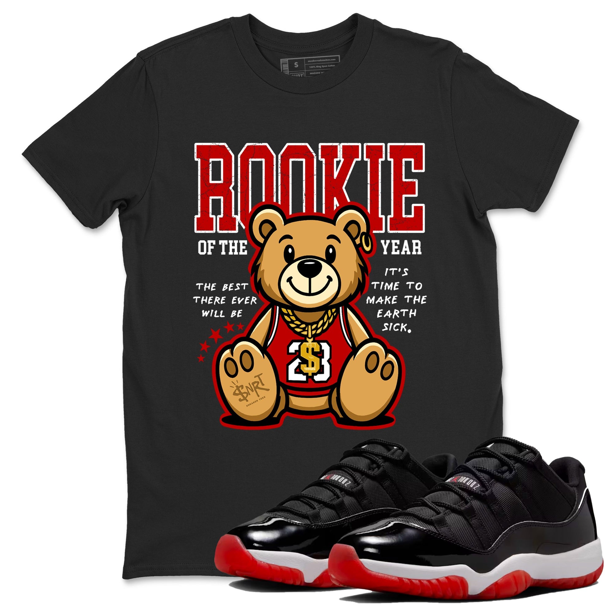 11s Bred shirts to match jordans Rookie Of The Year sneaker match tees Air Jordan 11 Retro Bred match shoes to clothes SNRT Sneaker Tees unisex cotton Black 1 shirts