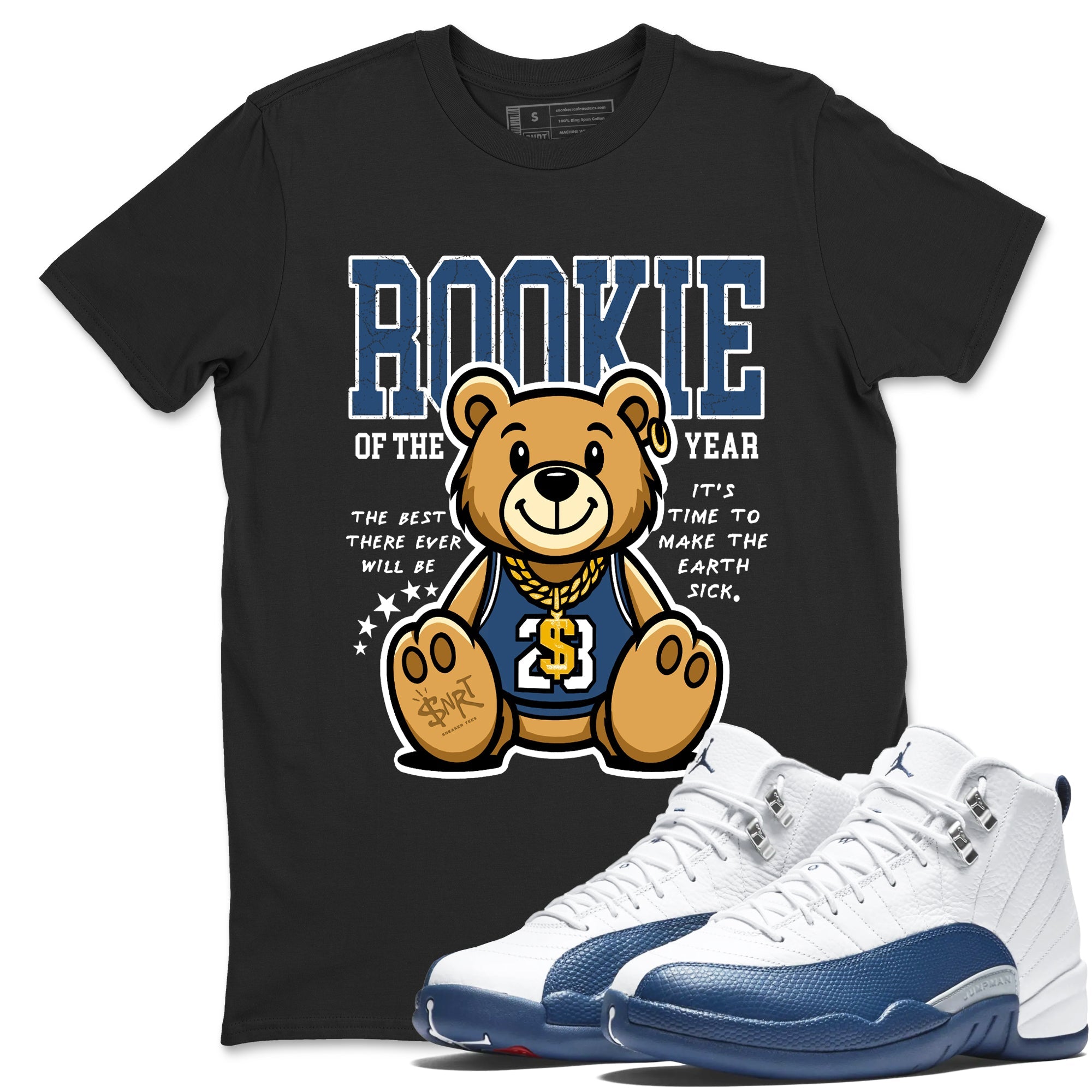 Air Jordan 12 French Blue best t-shirt for sneakerheads family Rookie Of The Year sneaker match tees Air Jordan 12 French Blue graphic sneaker matching shirts SNRT Sneaker Tees unisex cotton Black 1 shirts