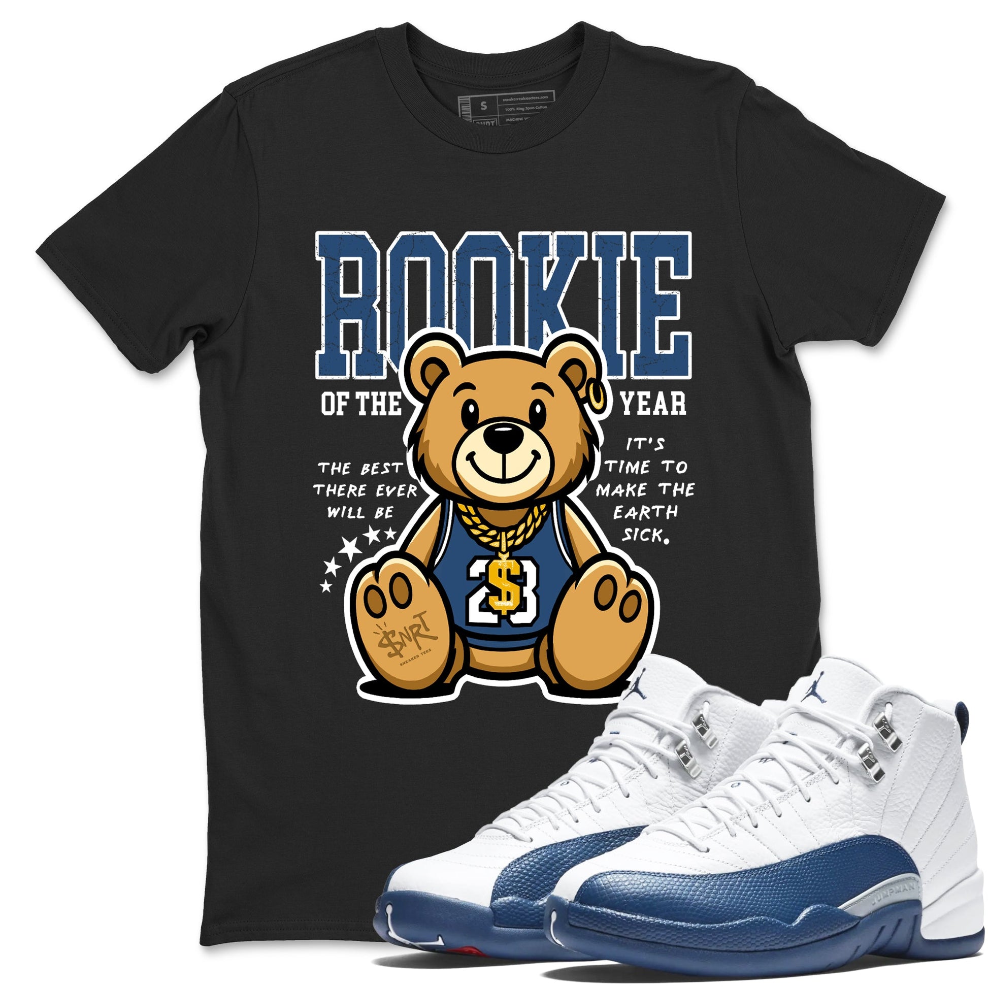 Air Jordan 12 French Blue best t-shirt for sneakerheads family Rookie Of The Year sneaker match tees Air Jordan 12 French Blue graphic sneaker matching shirts SNRT Sneaker Tees unisex cotton Black 1 shirts