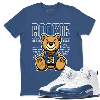 Air Jordan 12 French Blue best t-shirt for sneakerheads family Rookie Of The Year sneaker match tees Air Jordan 12 French Blue graphic sneaker matching shirts SNRT Sneaker Tees unisex cotton Denim Blue 1 shirts