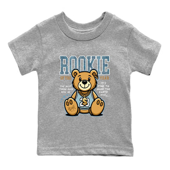 Sneaker match tees – Sneaker Tees To Match 4s Worn Blue Air Jordan 4 Denim Shoes – Rookie Of The Year Kids T-Shirt Heather Grey 2