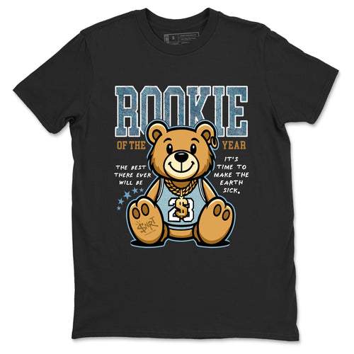 Sneaker match tees – Sneaker Tees To Match 4s Worn Blue Air Jordan 4 Denim Shoes – Rookie Of The Year Tee Black 2
