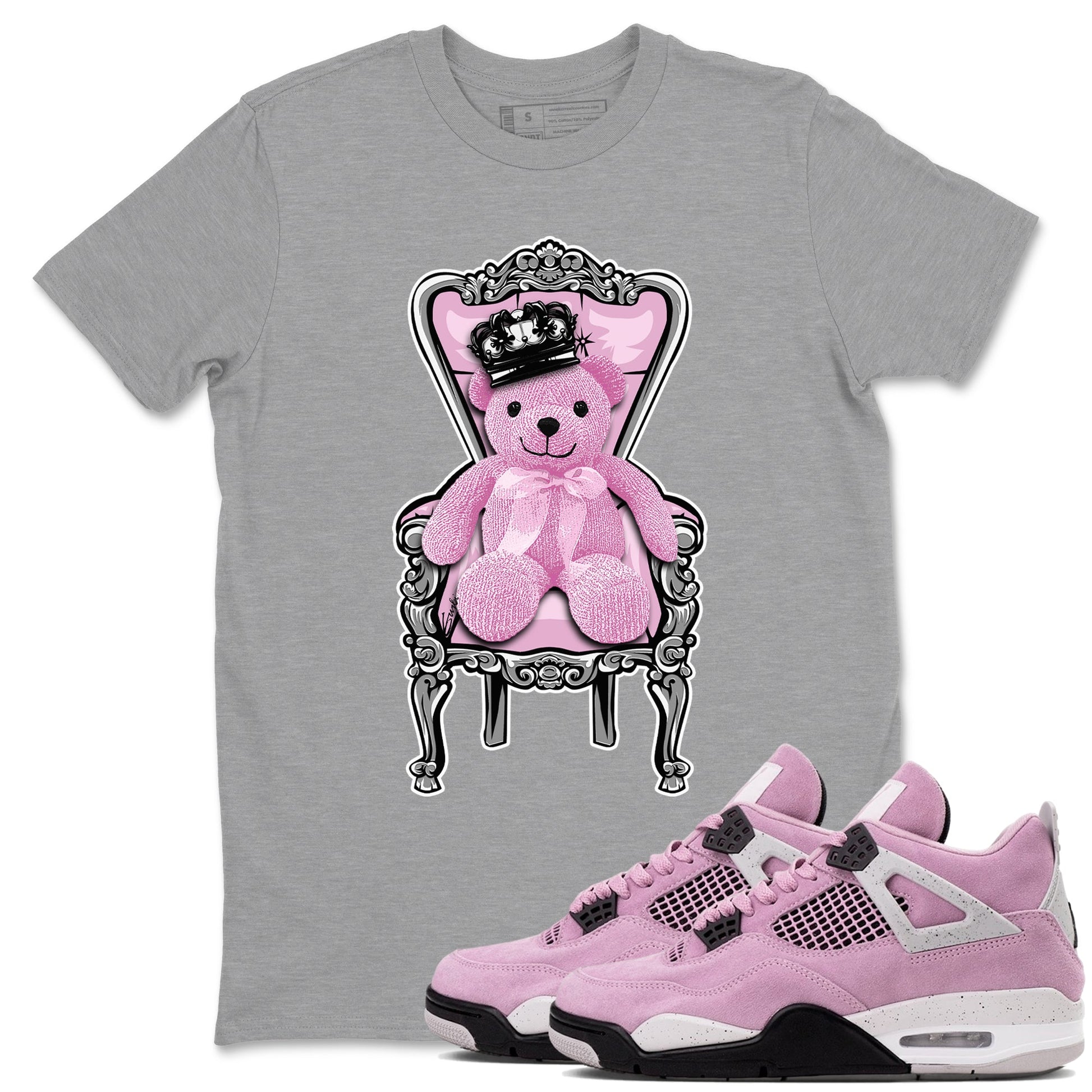 4s Retro Orchid shirts to match jordans Royal Bear sneaker match tees Air Jordan 4 WMNS Orchid match shoes to clothes SNRT Sneaker Tees unisex cotton Heather Grey 1 shirts