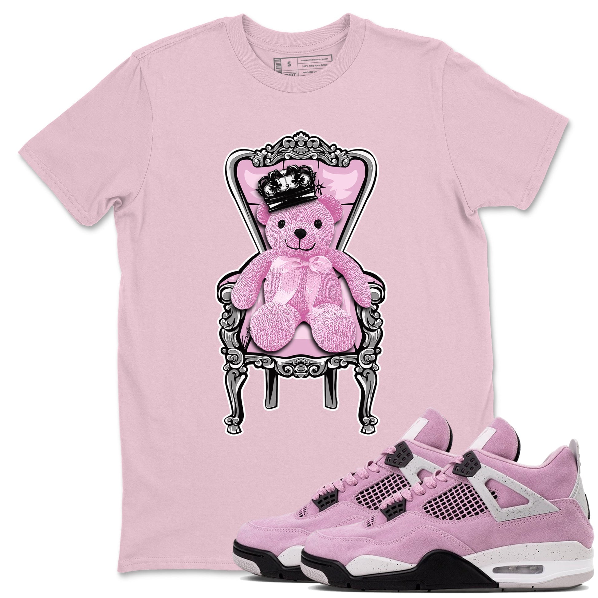 4s Retro Orchid shirts to match jordans Royal Bear sneaker match tees Air Jordan 4 WMNS Orchid match shoes to clothes SNRT Sneaker Tees unisex cotton Pink 1 shirts