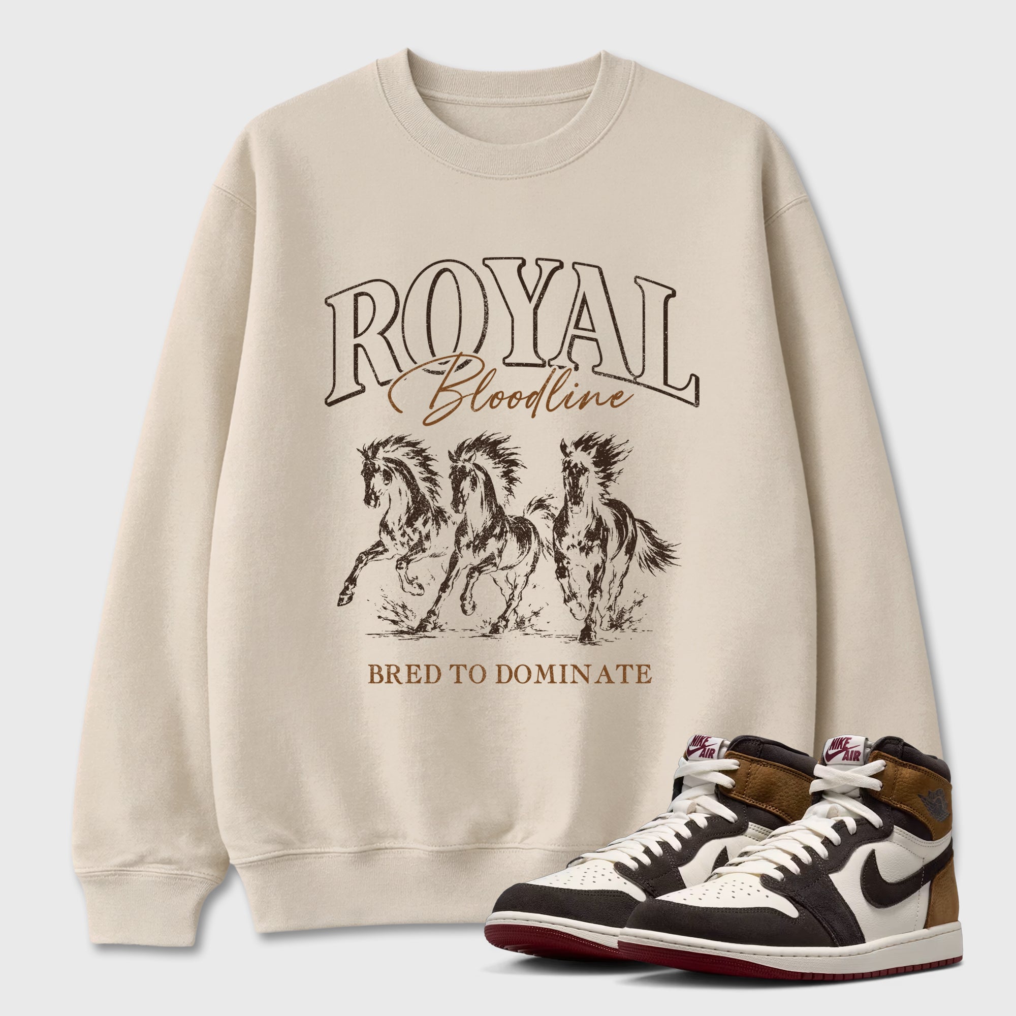 Royal Bloodline Graphic T-Shirt featuring original streetwear artwork designed to match the Air Jordan 1 Love Letter. Natural 1 Graphic Tee.