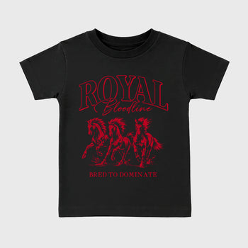 Royal Bloodline affordable baby and kids t-shirt designed to match the Air Jordan 12 Retro Bloodline, featuring coordinated Black 2 options for the perfect little sneakerhead streetwear look.