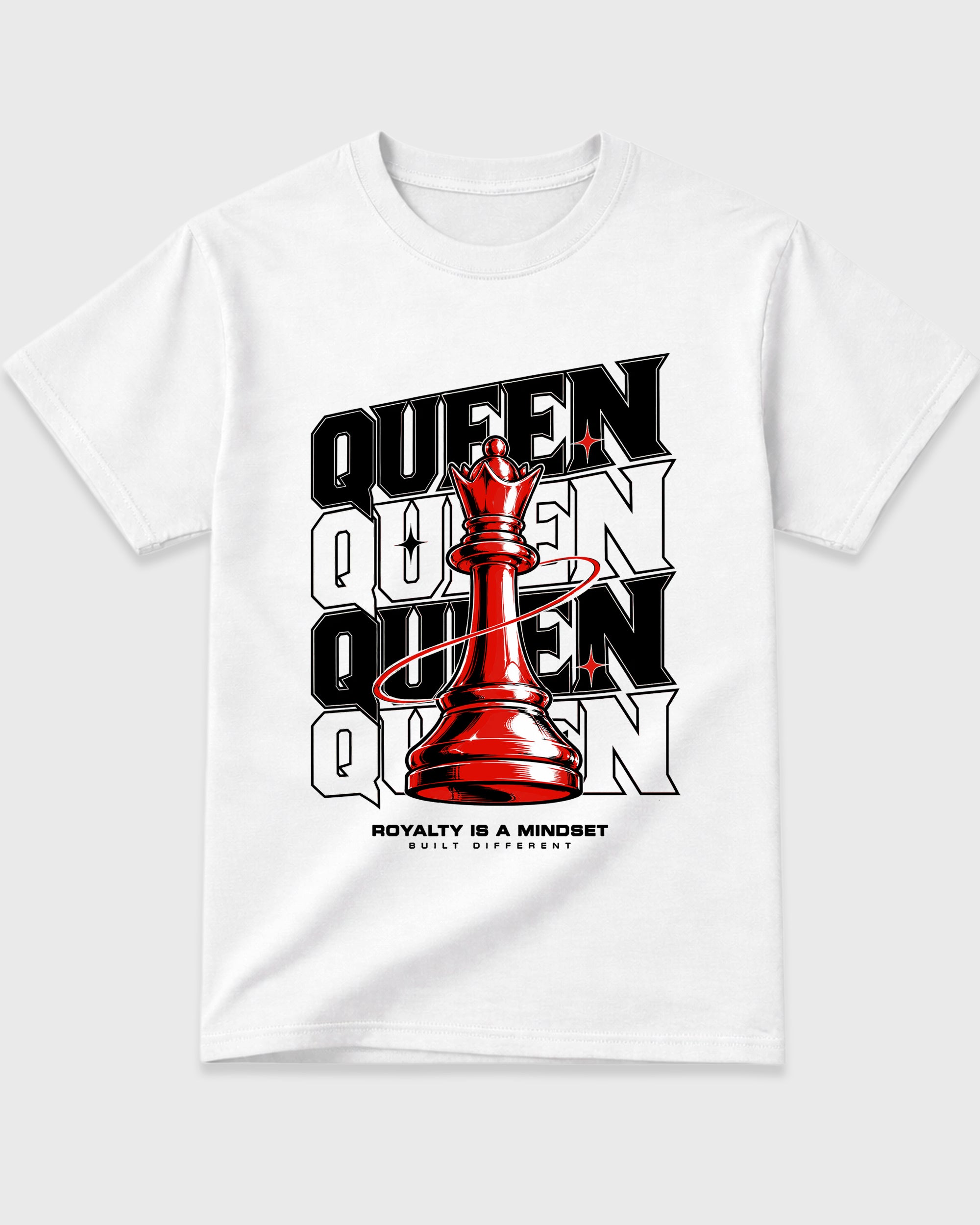 Royal Mindset Queen Graphic T-Shirt featuring original streetwear artwork designed to match the Air Jordan 6 White Infrared. White 2 Graphic T-Shirt.