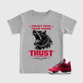 Sneaker match tees – Sneaker Tees To Match Air Jordan 4 Toro Bravo Shoes – Royalty is Rare Kids T-Shirt Heather Grey 1