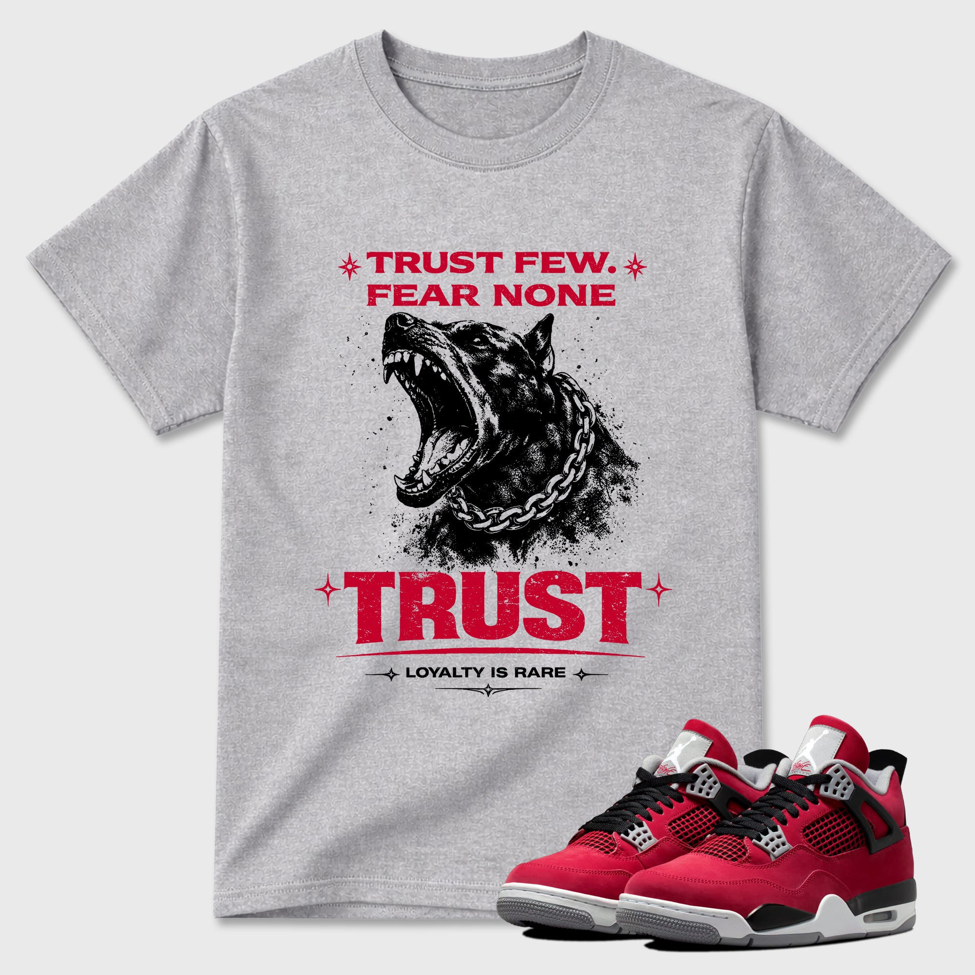 Sneaker match tees – Sneaker Tees To Match Air Jordan 4 Toro Bravo Shoes – Royalty is Rare Tee Heather Grey 1