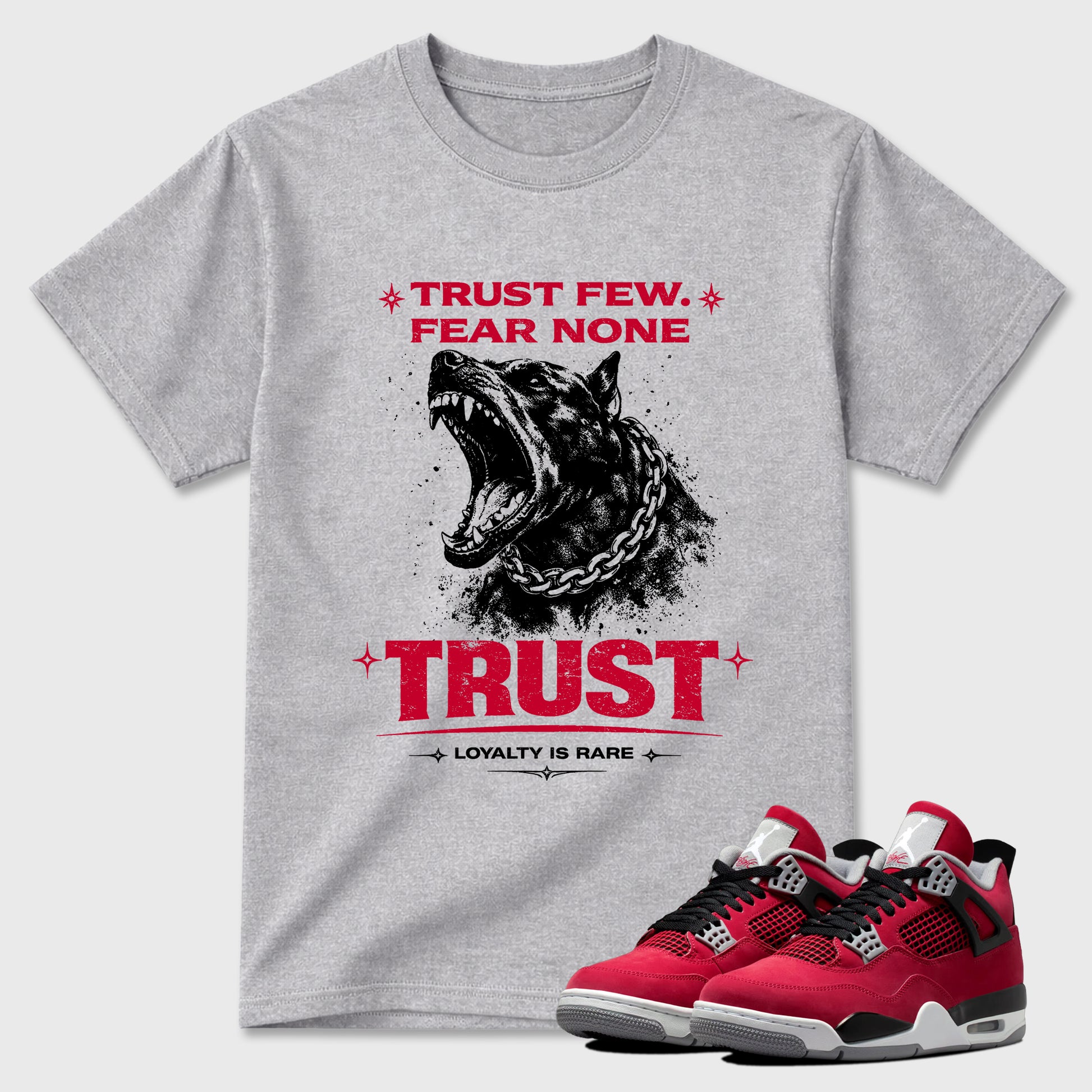 Sneaker match tees – Sneaker Tees To Match Air Jordan 4 Toro Bravo Shoes – Royalty is Rare Tee Heather Grey 1