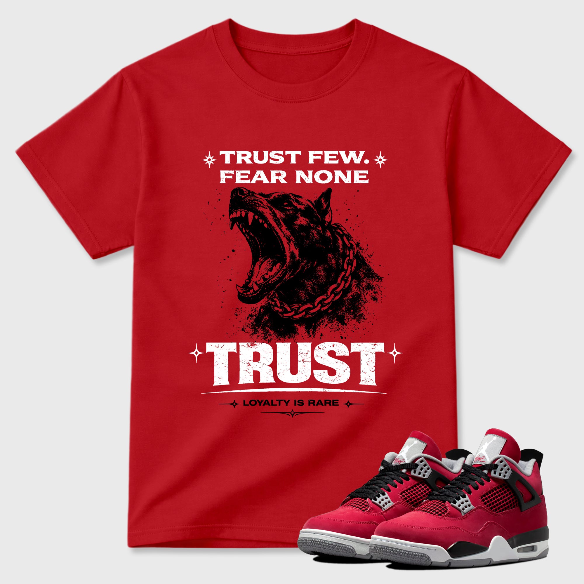 Sneaker match tees – Sneaker Tees To Match Air Jordan 4 Toro Bravo Shoes – Royalty is Rare Tee Red 1