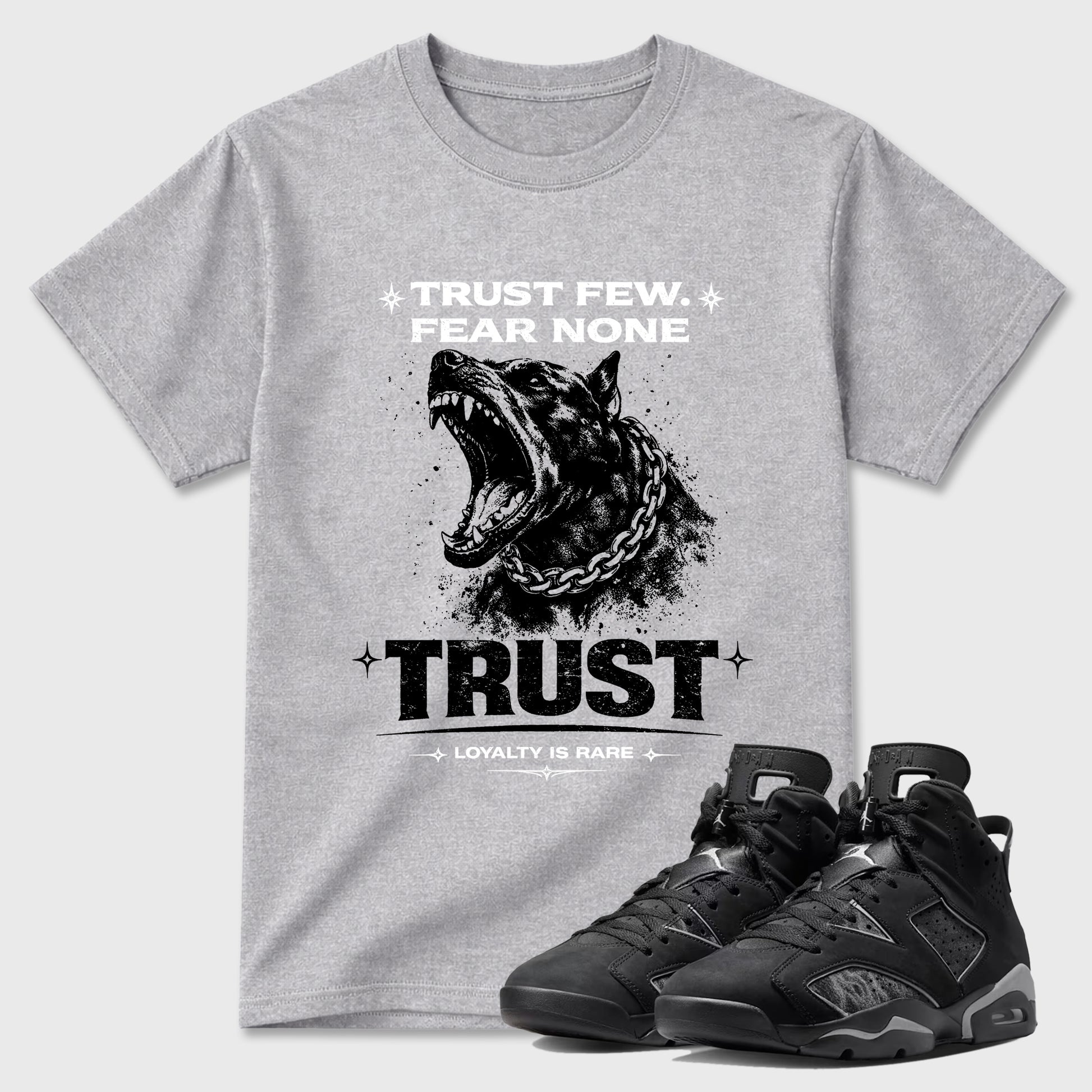 Sneaker match tees – Sneaker Tees To Match Air Jordan 6 Cap and Gown Shoes – Royalty is Rare Tee Heather Grey 1