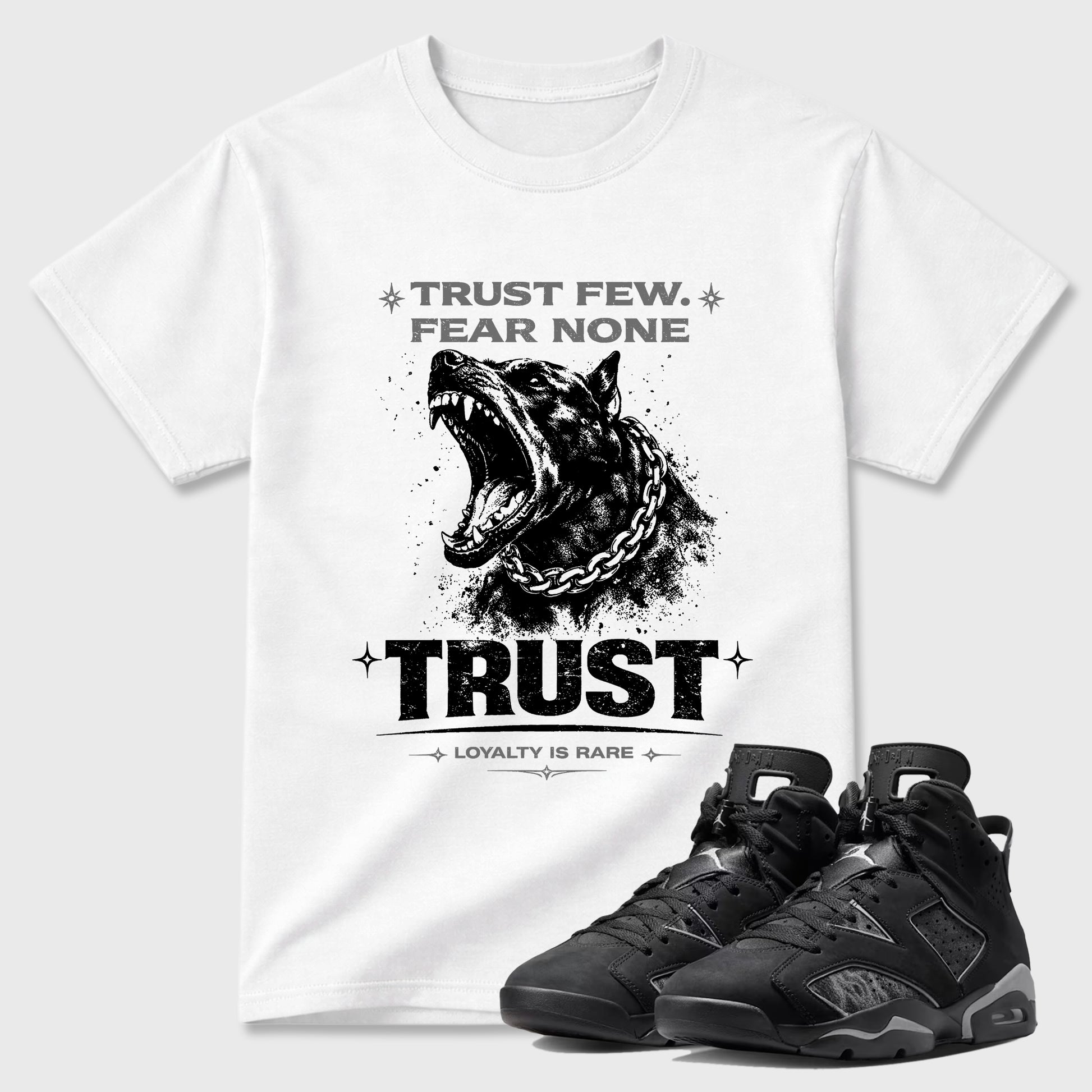 Sneaker match tees – Sneaker Tees To Match Air Jordan 6 Cap and Gown Shoes – Royalty is Rare Tee White 1