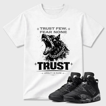 Sneaker match tees – Sneaker Tees To Match Air Jordan 6 Cap and Gown Shoes – Royalty is Rare Tee White 1