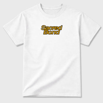 Sacred Bond front and back graphic tee styled to complete your fit with the 11s Mother's Day Gold, shown in White.