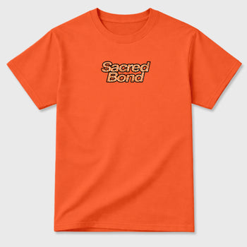 Sacred Bond graphic t-shirt styled to complete your sneaker outfit with the Jordan 3 Women's Orange, shown in Orange.