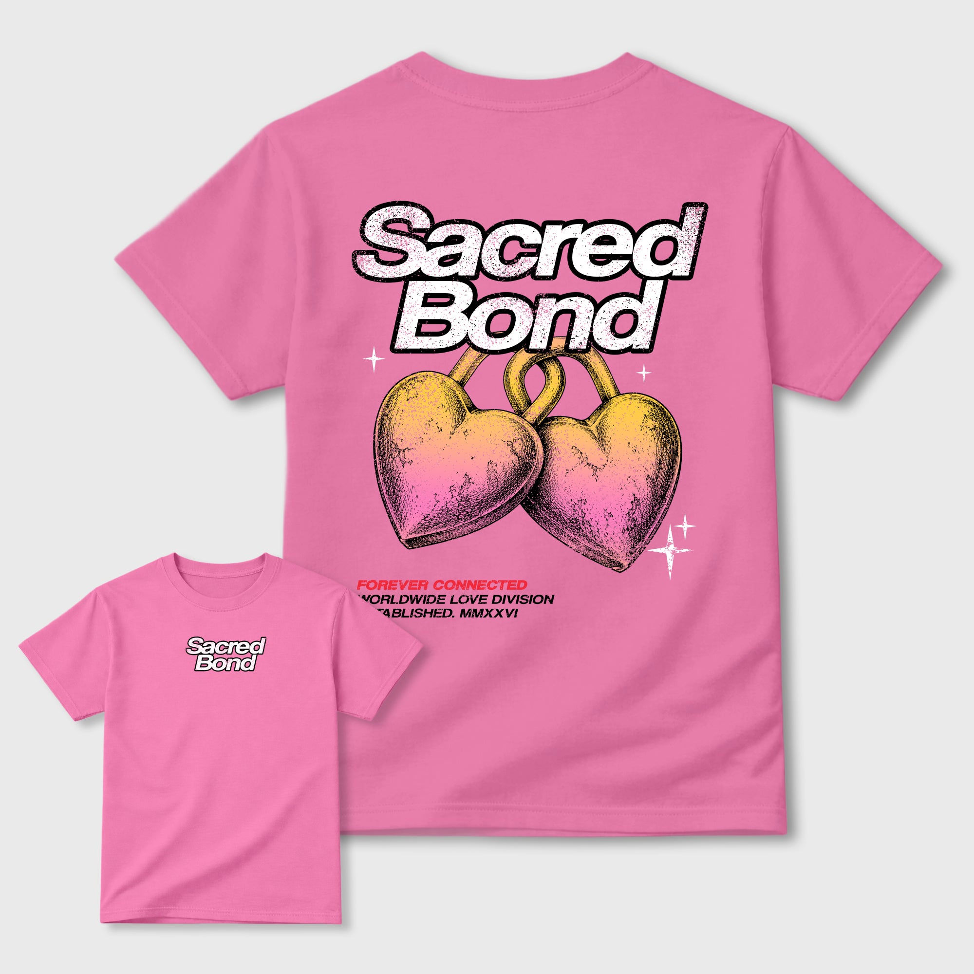 Sacred Bond Graphic T-Shirt featuring original streetwear artwork designed to match the . Bubble Gum Graphic T-Shirt.