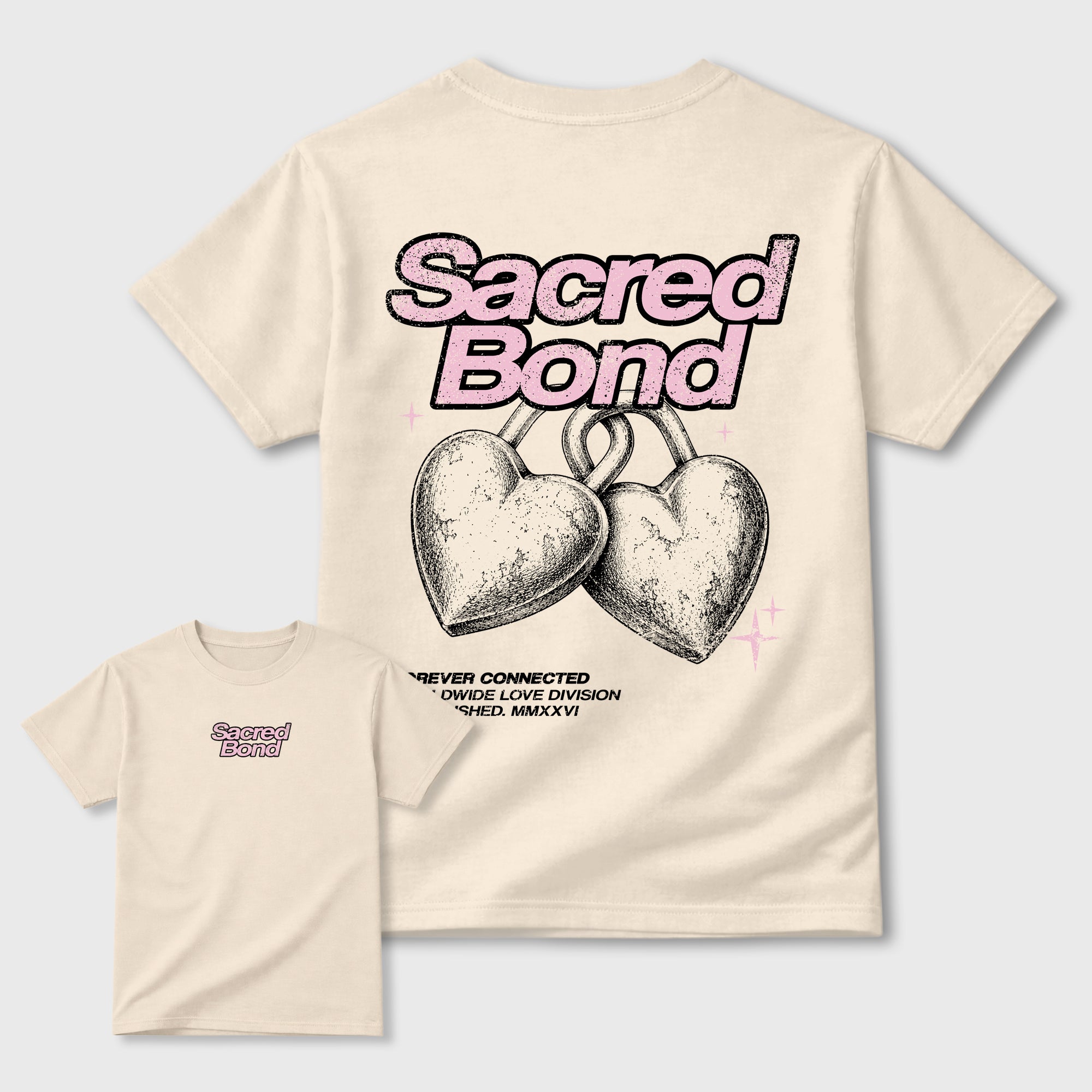Sacred Bond sneaker match t-shirt styled to complete your sneaker outfitwith the AJ4 Iced Carmine, shown in Natural.