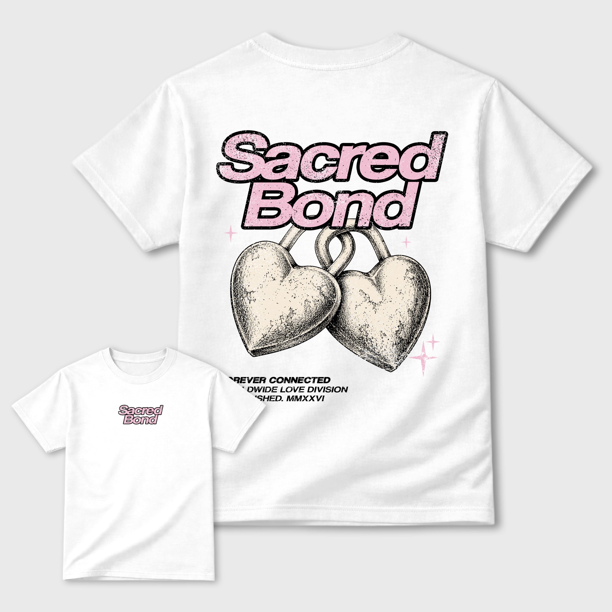 Sacred Bond sneaker match t-shirt styled to complete your sneaker outfitwith the AJ4 Iced Carmine, shown in White.