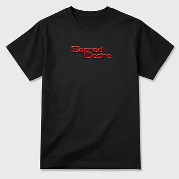 Sacred Desire Graphic T-Shirt front and back tee designed for the 12s Bloodline, featuring coordinated color options for a perfect streetwear match. Black shirt.