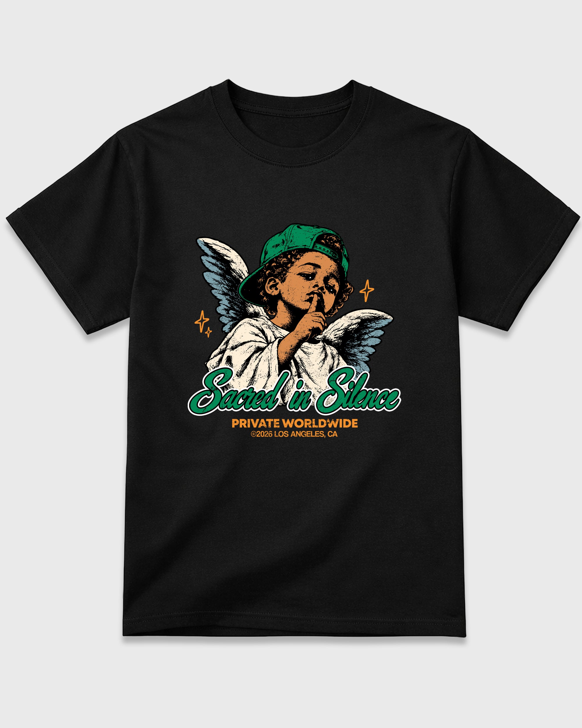 Sacred In Silence Graphic T-Shirt featuring original streetwear artwork designed to match the Air Jordan 11 Green Screen. Black 2 Graphic T-Shirt.
