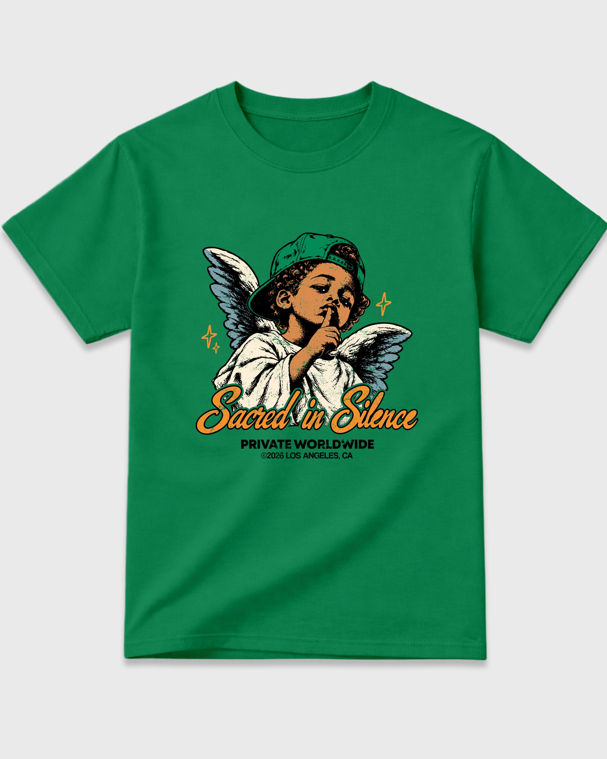 Sacred In Silence Graphic T-Shirt featuring original streetwear artwork designed to match the Air Jordan 11 Green Screen. Kelly Green 2 Graphic T-Shirt.