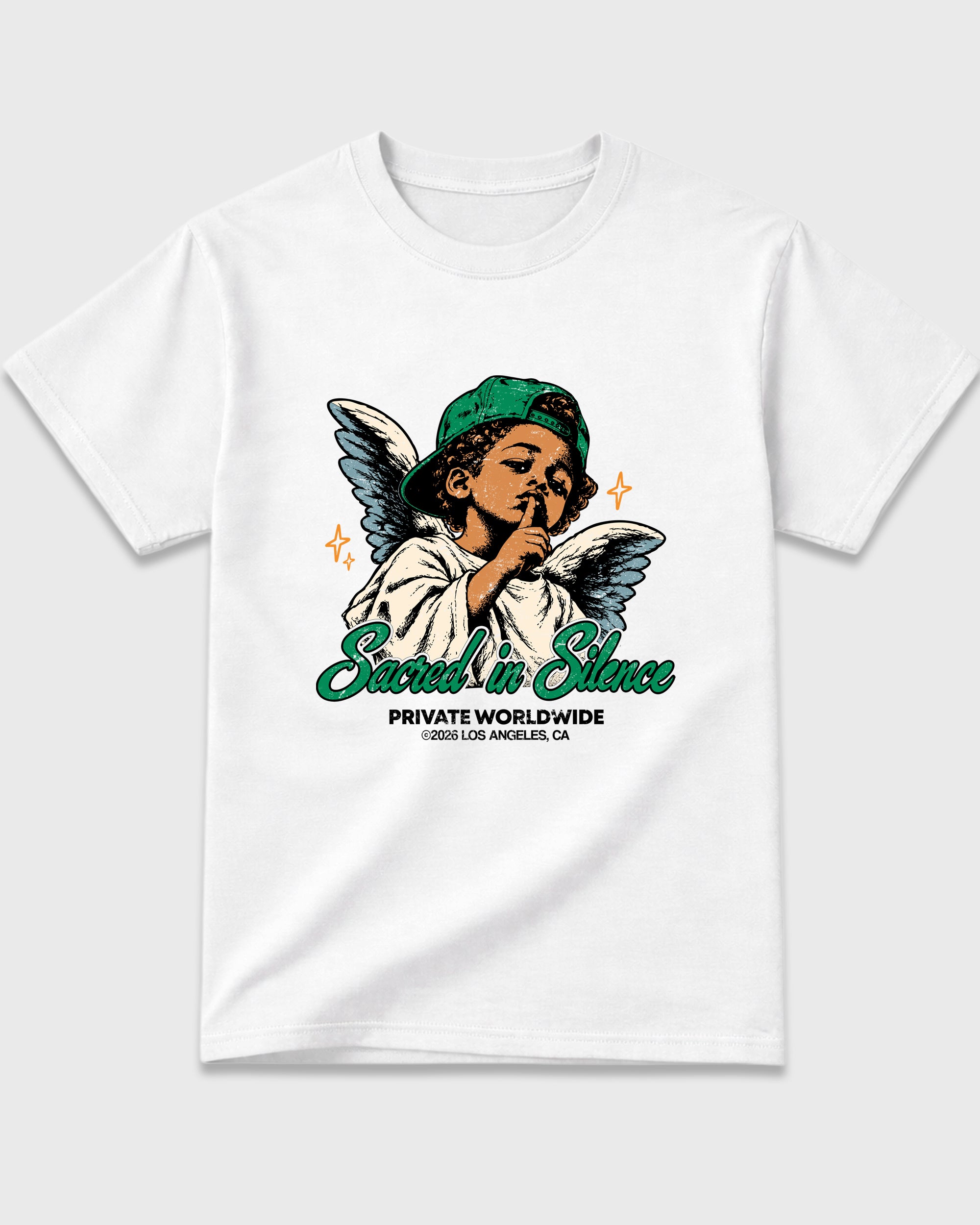Sacred In Silence Graphic T-Shirt featuring original streetwear artwork designed to match the Air Jordan 11 Green Screen. White 2 Graphic T-Shirt.