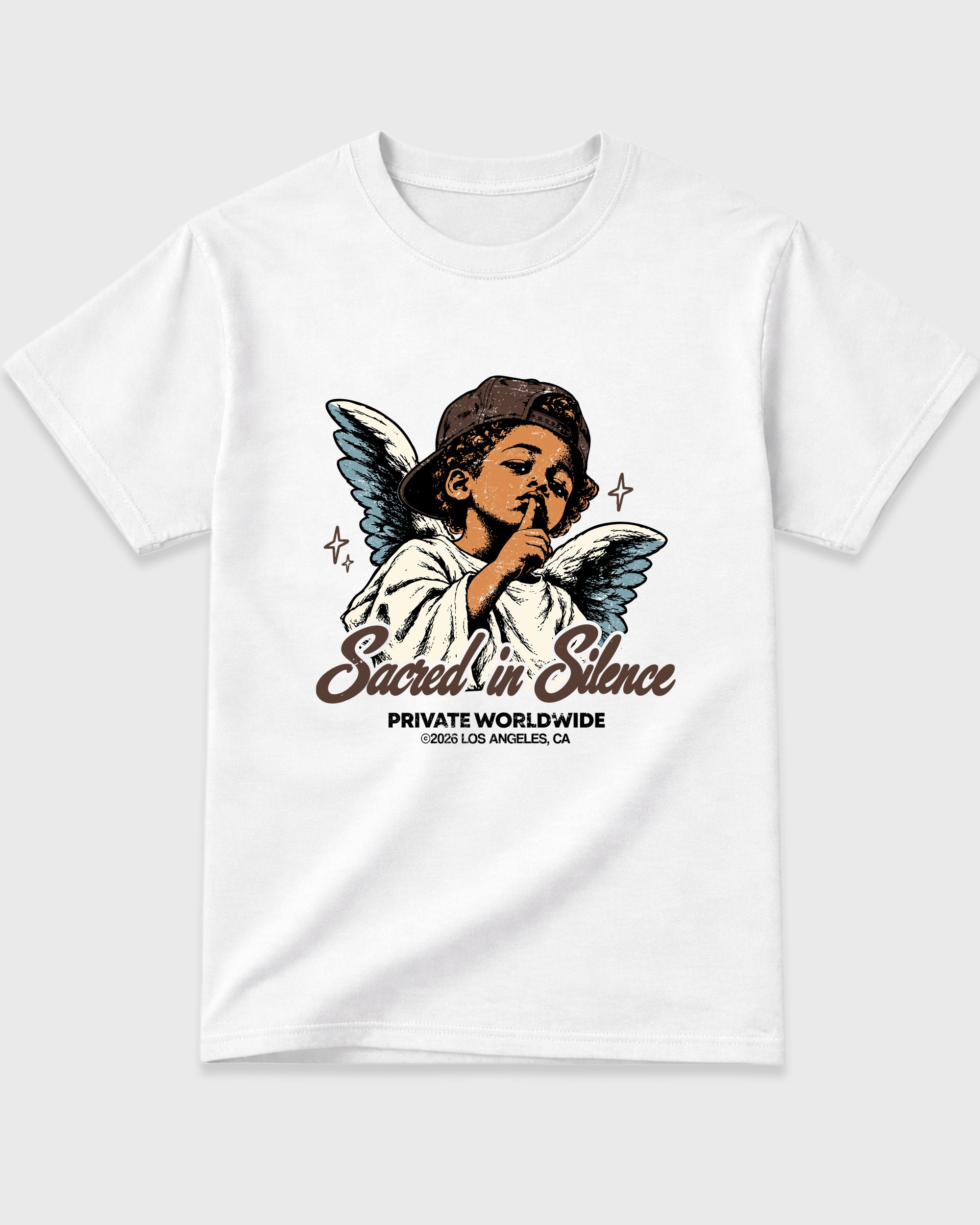 Sacred In Silence Graphic T-Shirt featuring original streetwear artwork designed to match the Air Jordan 12 Fireside. White 2 Graphic T-Shirt.