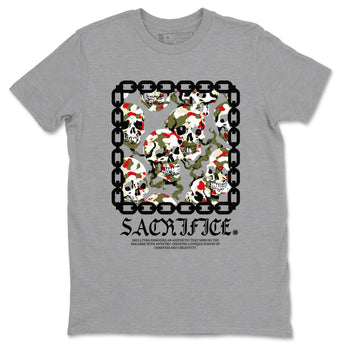 1s Travis Scott Medium Olive shirts to match jordans Sacrifice sneaker match tees Air Jordan 1 Travis Scott Medium Olive SNRT Sneaker Tees streetwear brand Heather Grey 2 unisex cotton tee