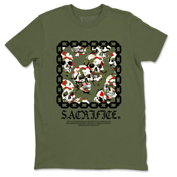 1s Travis Scott Medium Olive shirts to match jordans Sacrifice sneaker match tees Air Jordan 1 Travis Scott Medium Olive SNRT Sneaker Tees streetwear brand Military Green 2 unisex cotton tee