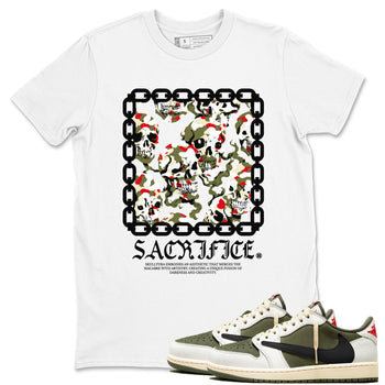 1s Travis Scott Medium Olive shirts to match jordans Sacrifice sneaker match tees Air Jordan 1 Travis Scott Medium Olive SNRT Sneaker Tees streetwear brand White 1 unisex cotton tee