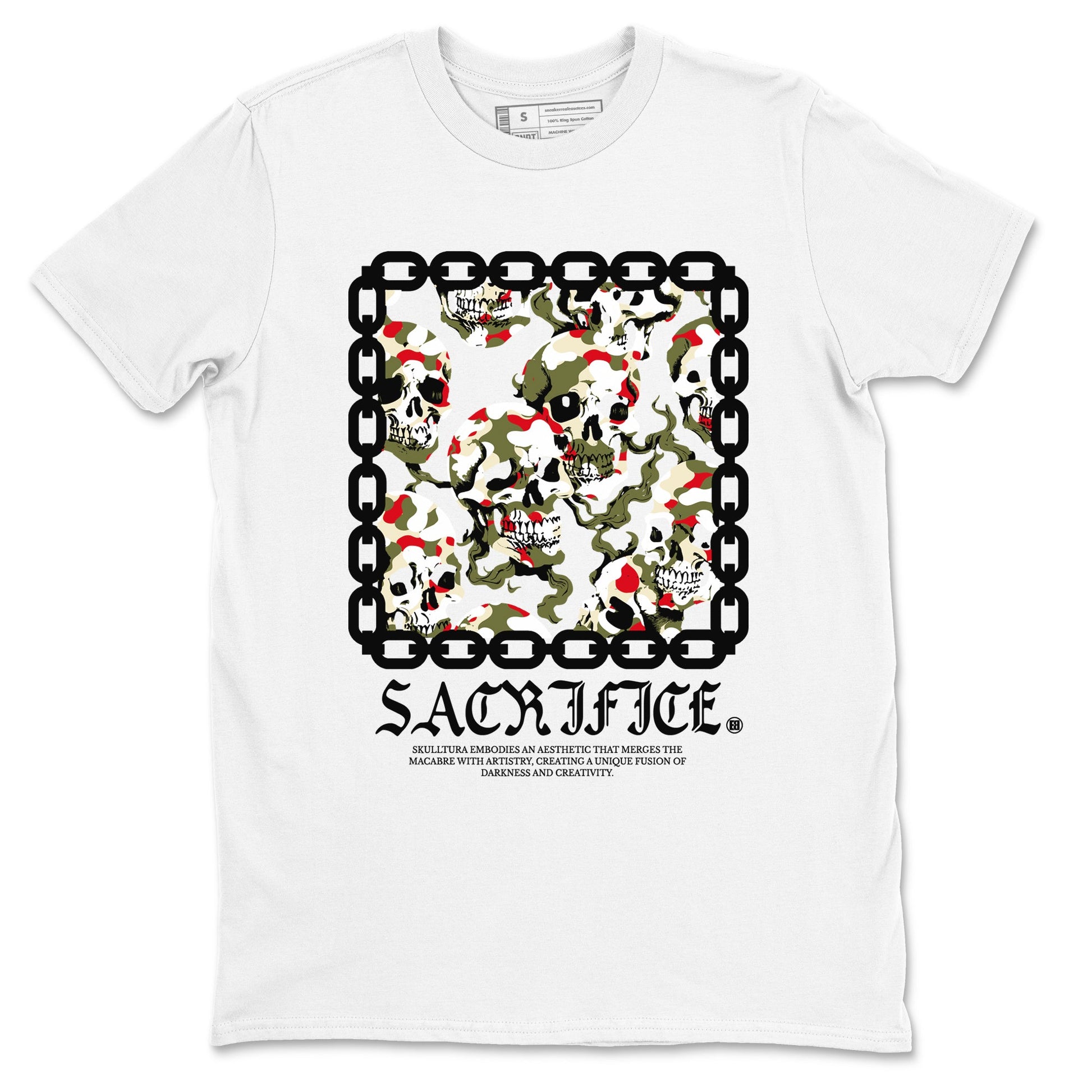 1s Travis Scott Medium Olive shirts to match jordans Sacrifice sneaker match tees Air Jordan 1 Travis Scott Medium Olive SNRT Sneaker Tees streetwear brand White 2 unisex cotton tee