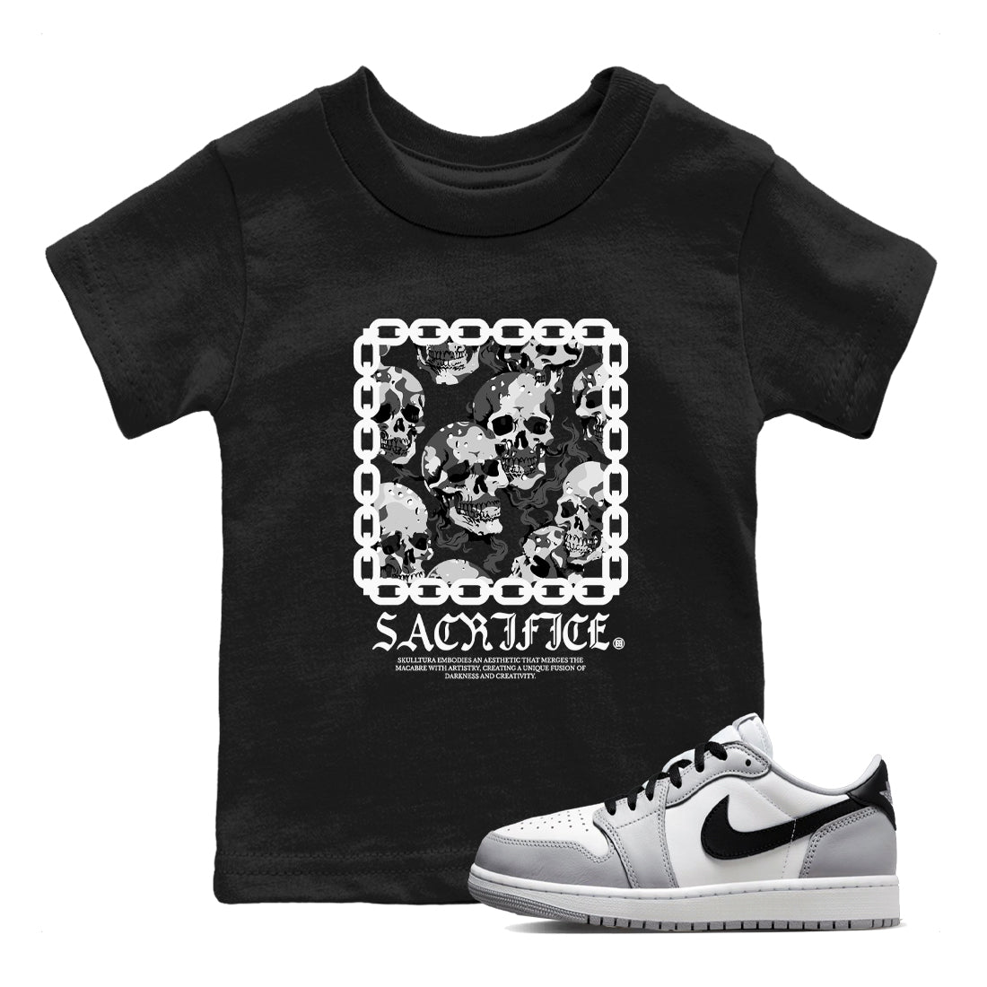 AJ1 Wolf Grey shirts to match jordans Sacrifice sneaker match tees Air Jordan 1 Wolf Grey SNRT Sneaker Tees streetwear brand Baby and Youth Black 1 cotton tee